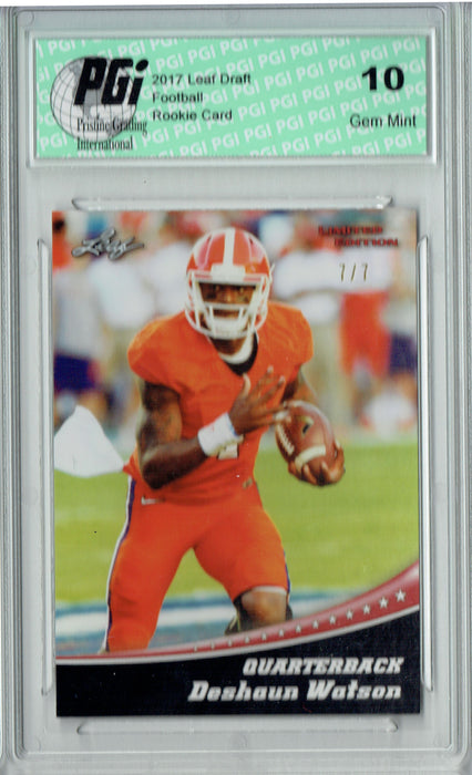 Deshaun Watson 2017 Leaf Limited Ed. #4 Red Blank Back 7 Made Rookie Card PGI 10