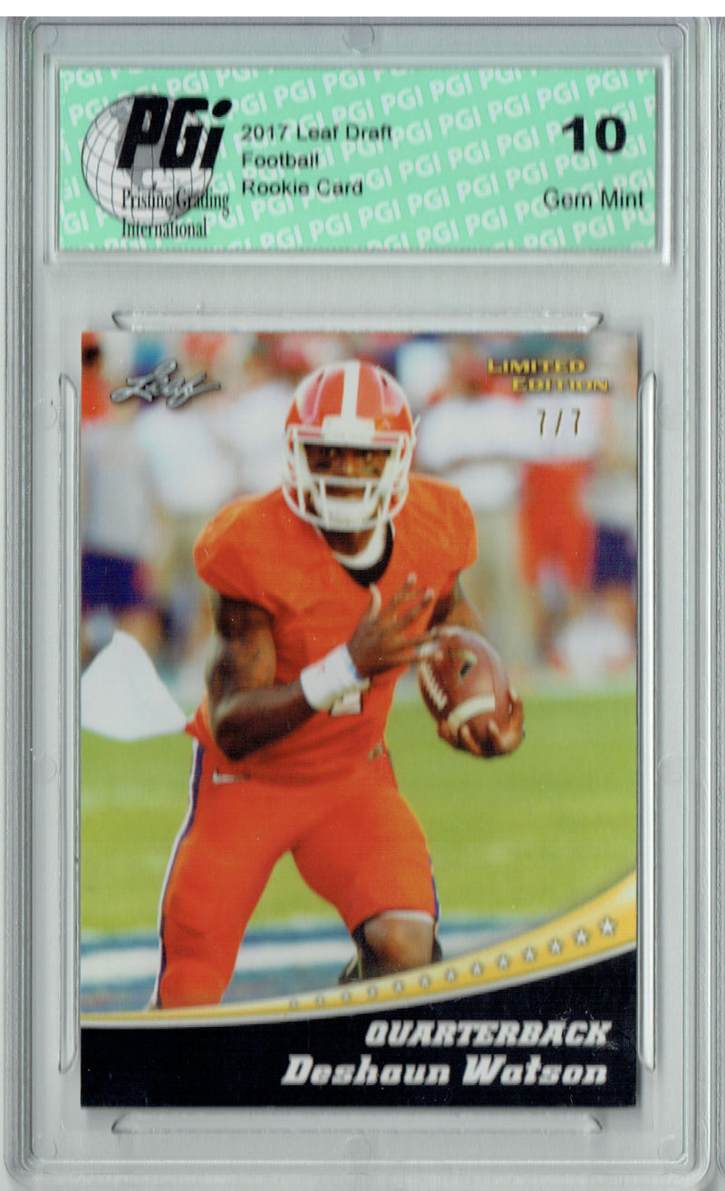 Deshaun Watson Rookie Card Houston PGI 10 Gem Mint Football Trading Card 2017 Leaf Limited Edition #4 Gold Blank Back 7 Made