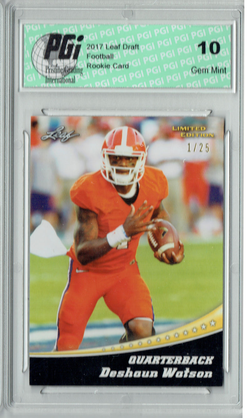 Deshaun Watson Rookie Card Houston PGI 10 Gem Mint Football Trading Card 2017 Leaf Limited Edition #4 Gold #1 of 25