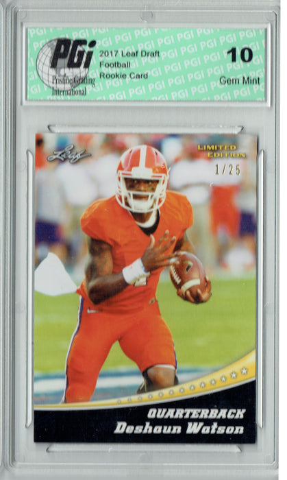 Deshaun Watson 2017 Leaf Limited Edition #4 Gold #1 of 25 Rookie Card PGI 10