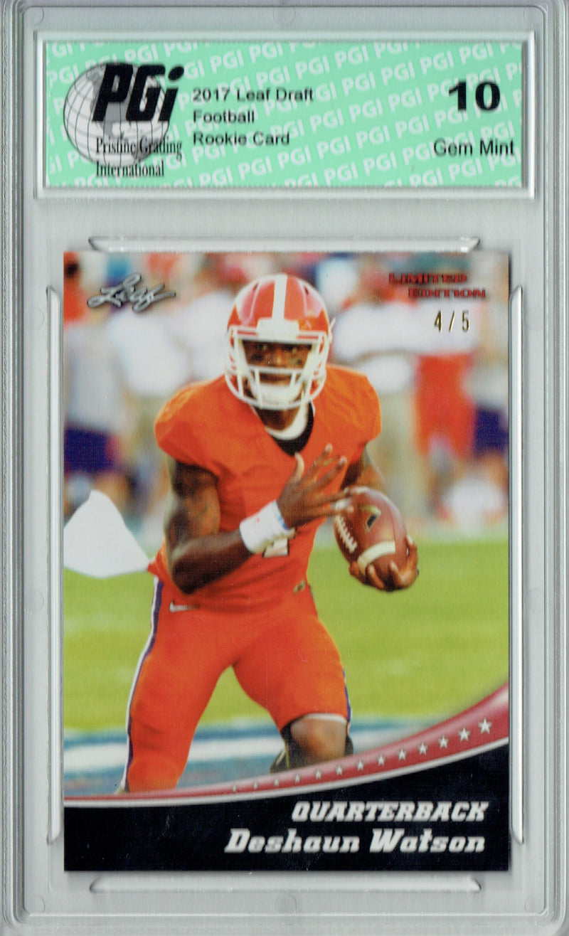 Deshaun Watson Rookie Card Houston PGI 10 Gem Mint Football Trading Card 2017 Leaf Limited Edition #4 Red Jersey #4/5