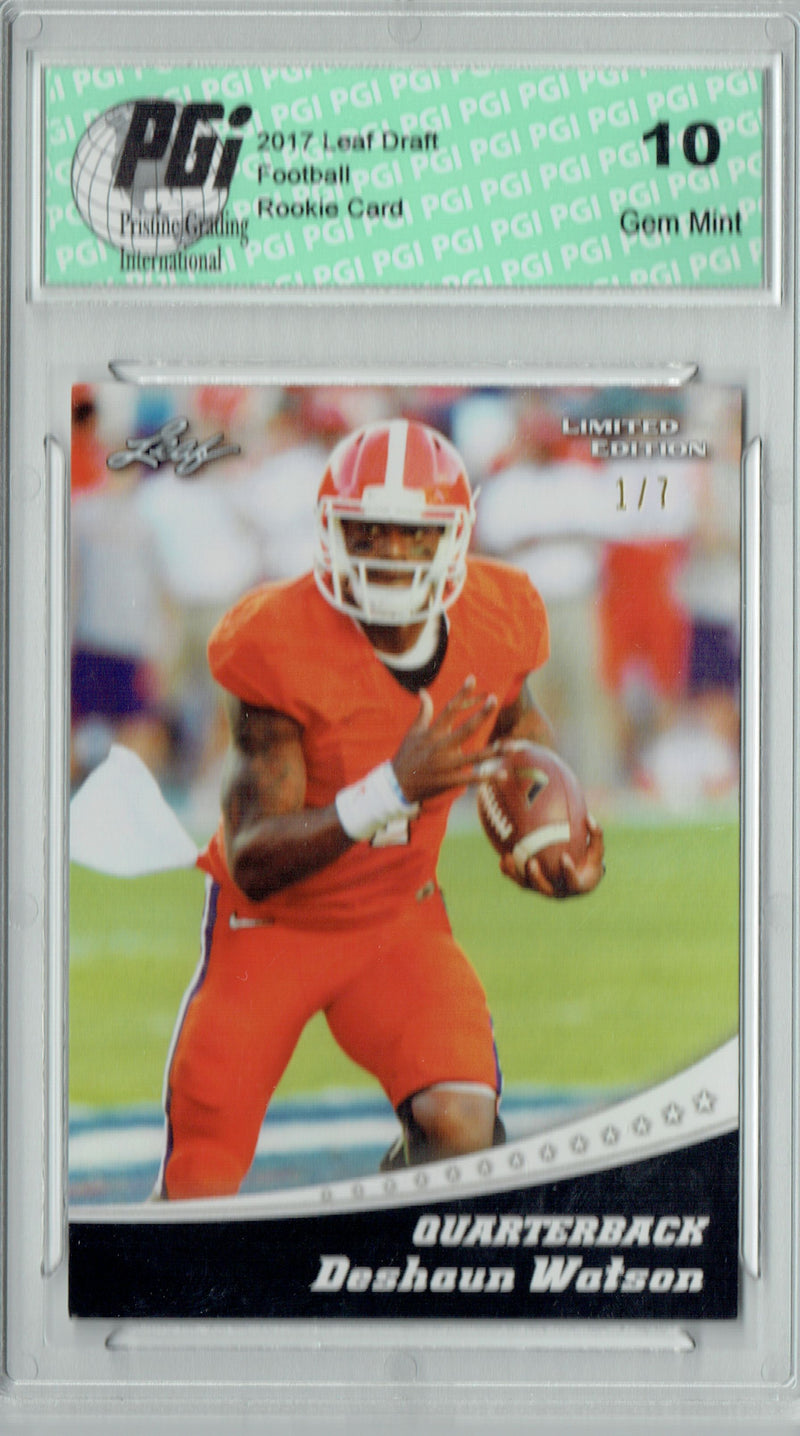 Deshaun Watson Rookie Card Houston PGI 10 Gem Mint Football Trading Card 2017 Leaf Limited Edition #4 White #1 of 7