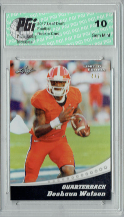 Deshaun Watson 2017 Leaf Blank Back #4 White Jersey #4 of 7 Rookie Card PGI 10