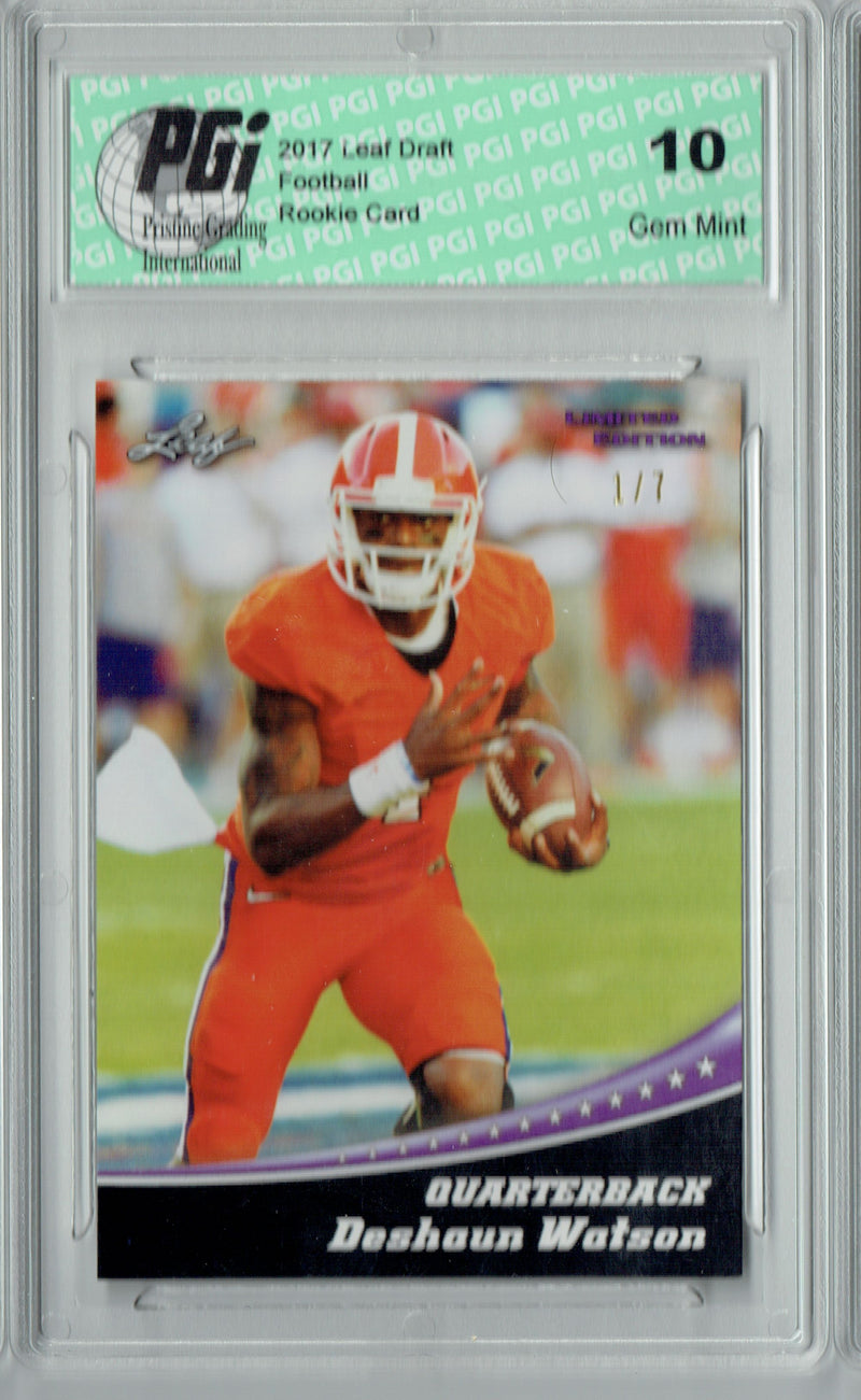 Deshaun Watson Rookie Card Houston PGI 10 Gem Mint Football Trading Card 2017 Leaf Limited Edition #4 Purple #1 of 7