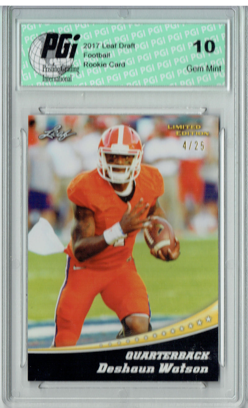 Deshaun Watson Rookie Card Houston PGI 10 Gem Mint Football Trading Card 2017 Leaf Limited Edition #4 Gold Jersey #4 of 25