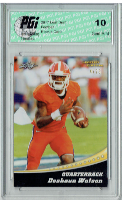 Deshaun Watson 2017 Leaf Limited Edition #4 Gold Jersey #4/25 Rookie Card PGI 10