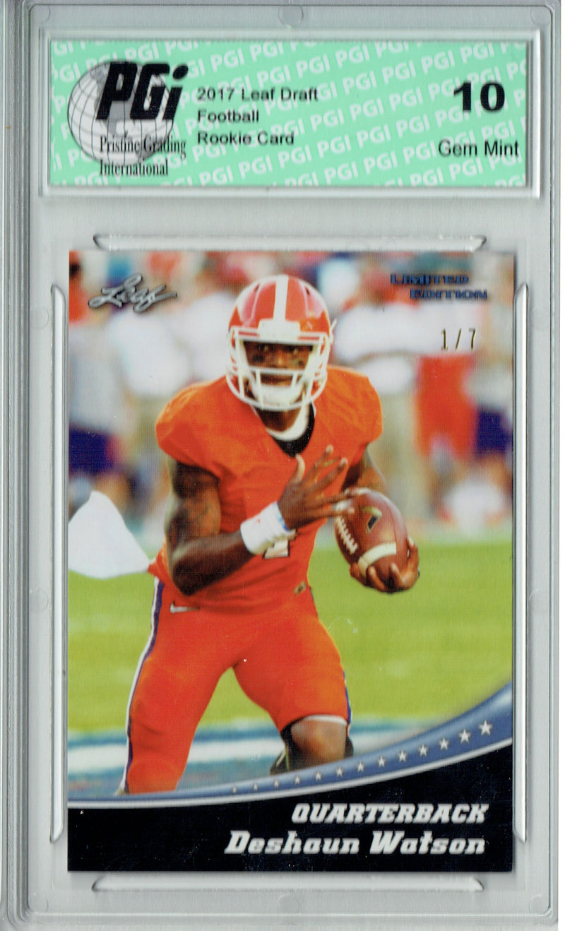 Deshaun Watson Rookie Card Houston PGI 10 Gem Mint Football Trading Card 2017 Leaf Limited Edition #4 Silver #1 of 7
