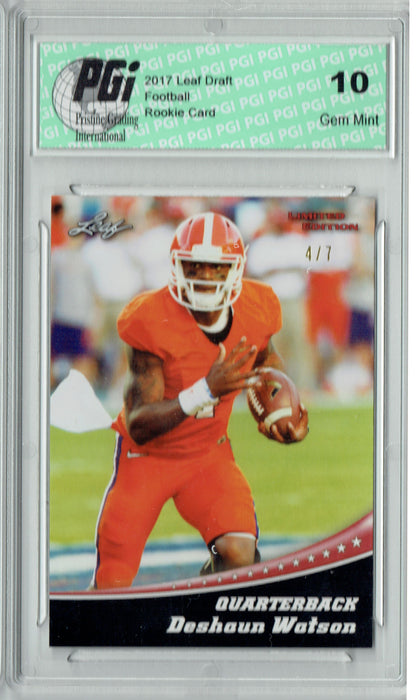 Deshaun Watson 2017 Leaf Blank Back #4 Red Jersey #4 of 7 Rookie Card PGI 10