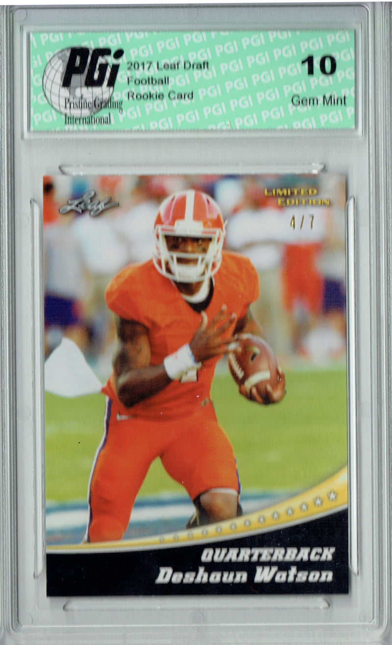 Deshaun Watson Rookie Card Houston PGI 10 Gem Mint Football Trading Card 2017 Leaf Limited Edition #4 Gold Jersey #4 of 7