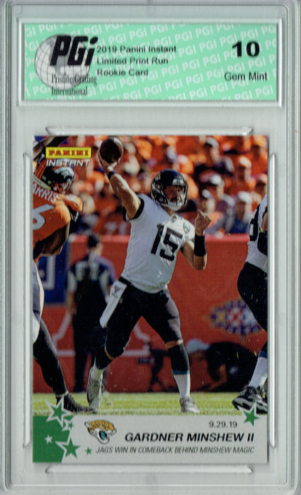 Gardner Minshew 2019 Panini Instant #55 Green SP 10 Made Rookie Card PGI 10