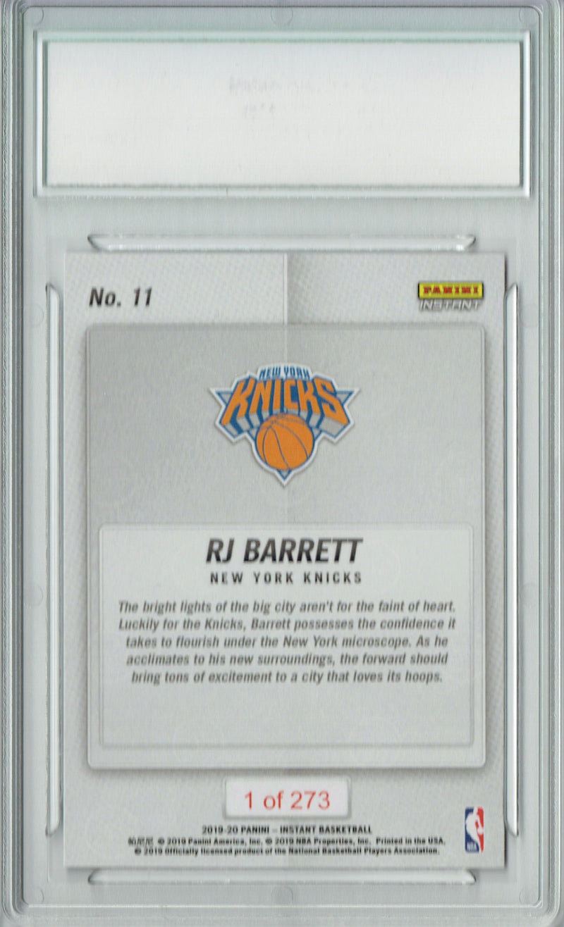 RJ Barrett 2019 Panini Instant #11 Tip-Off 1/273 Made Rookie Card PGI 10