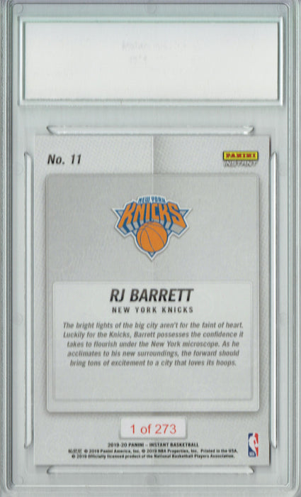 RJ Barrett 2019 Panini Instant #11 Tip-Off 1/273 Made Rookie Card PGI 10