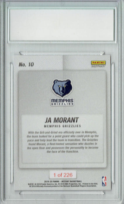 Ja Morant 2019 Panini Instant #10 Tip-Off 1/226 Made Rookie Card PGI 10