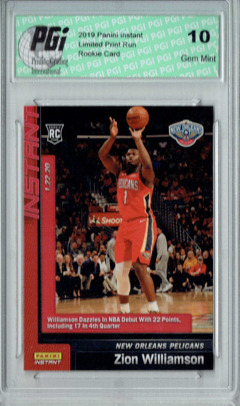 Zion Williamson 2019 Panini Instant #76 NBA Debut 5629 Made Rookie Card PGI 10