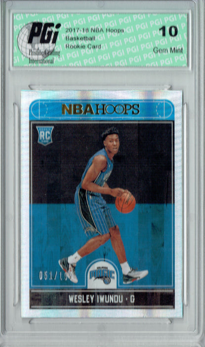 Wesley Iwundu 2017 Hoops #283 Silver SP, Only 199 Made Rookie Card PGI 10