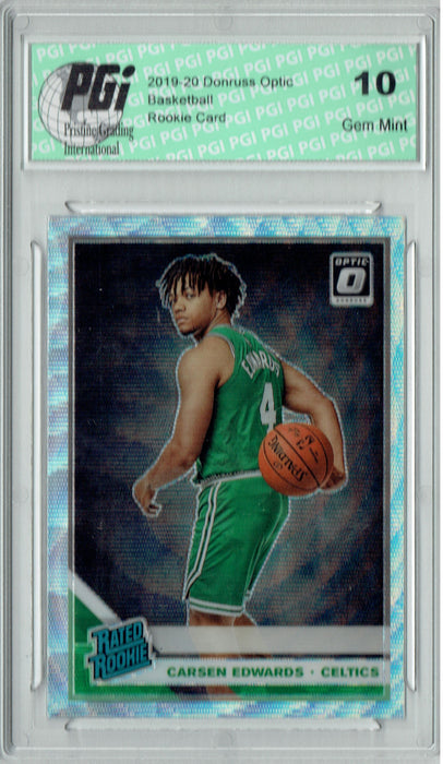 Carsen Edwards 2019 Fanatics Optic #196 Silver Wave Rookie Card PGI 10