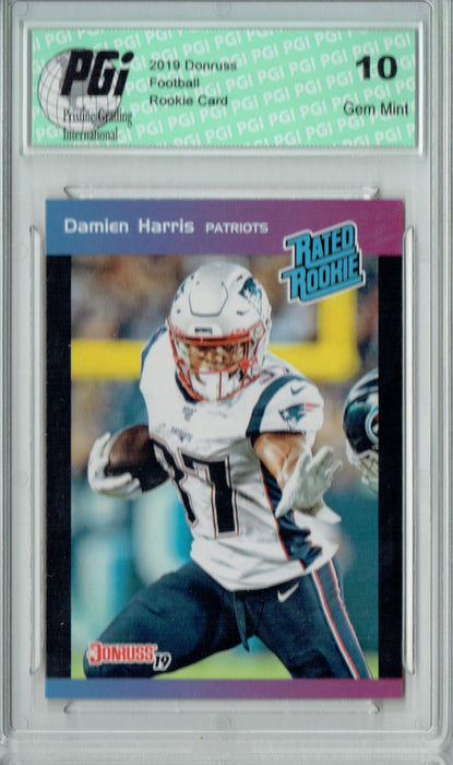 Damien Harris 2019 Donruss #25 Rated Rookie Retro 1/280 Rookie Card PGI 10