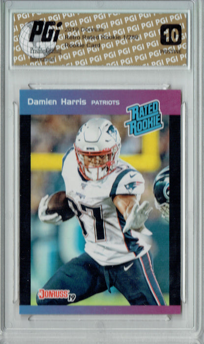 Damien Harris 2019 Donruss #25 PRISTINE Rated Retro 1/280 Rookie Card PGI 10