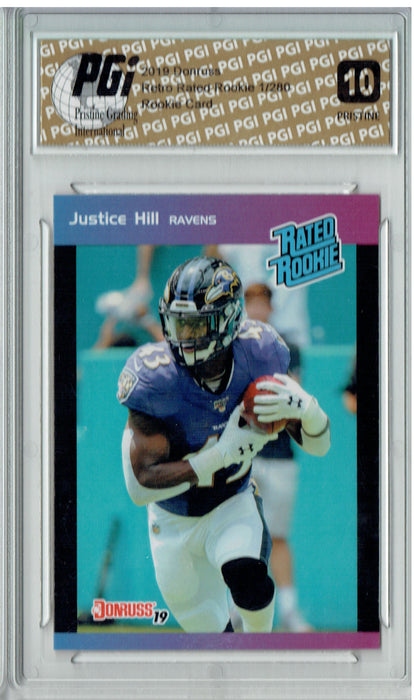 Justice Hill 2019 Donruss #32 PRISTINE Rated Retro 1/280 Rookie Card PGI 10