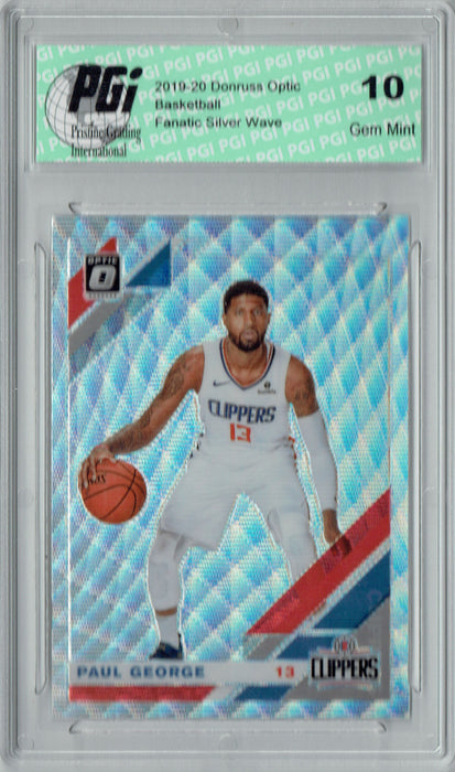 Paul George 2019 Optic #20 Fanatics Rare Silver Wave SP Card PGI 10