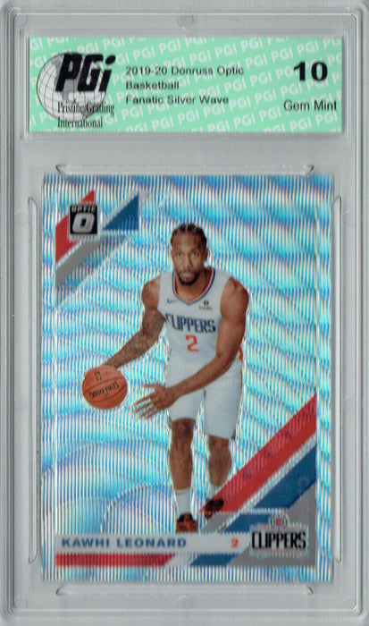 Kawhi Leonard 2019 Optic #30 Fanatics Rare Silver Wave SP Card PGI 10