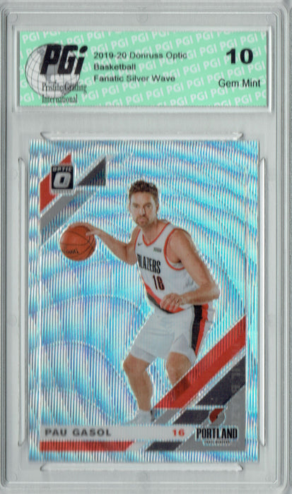 Pau Gasol 2019 Optic #37 Fanatics Rare Silver Wave SP Card PGI 10