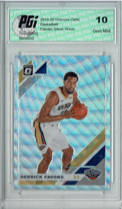 Derrick Favors 2019 Optic #33 Fanatics Rare Silver Wave SP Card PGI 10