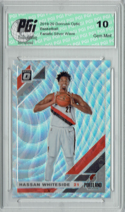 Hassan Whiteside 2019 Optic #47 Fanatics Rare Silver Wave SP Card PGI 10