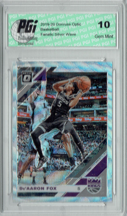 De'Aaron Fox 2019 Optic #57 Fanatics Rare Silver Wave SP Card PGI 10