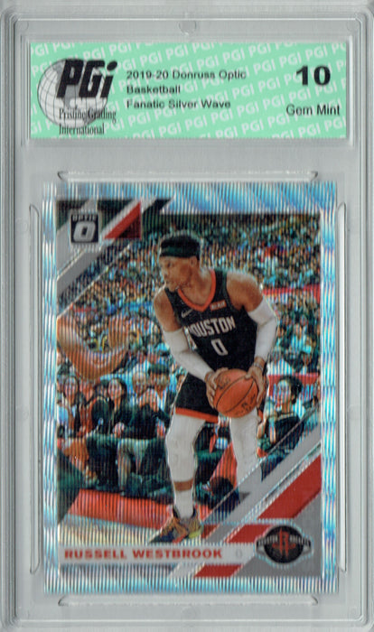 Russell Westbrook 2019 Optic #58 Fanatics Rare Silver Wave SP Card PGI 10