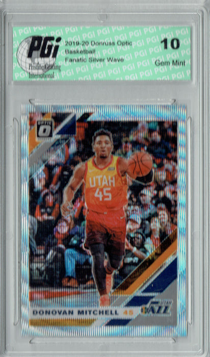 Donovan Mitchell 2019 Optic #59 Fanatics Rare Silver Wave SP Card PGI 10