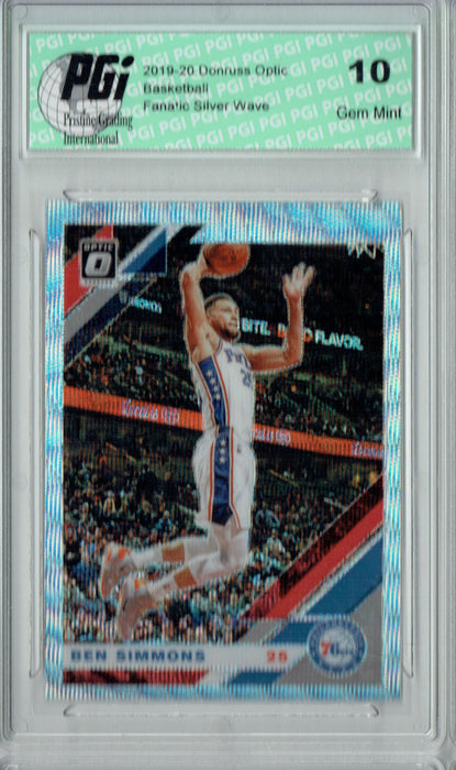 Ben Simmons 2019 Optic #55 Fanatics Rare Silver Wave SP Card PGI 10