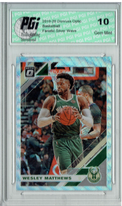 Wesley Matthews 2019 Optic #61 Fanatics Rare Silver Wave SP Card PGI 10