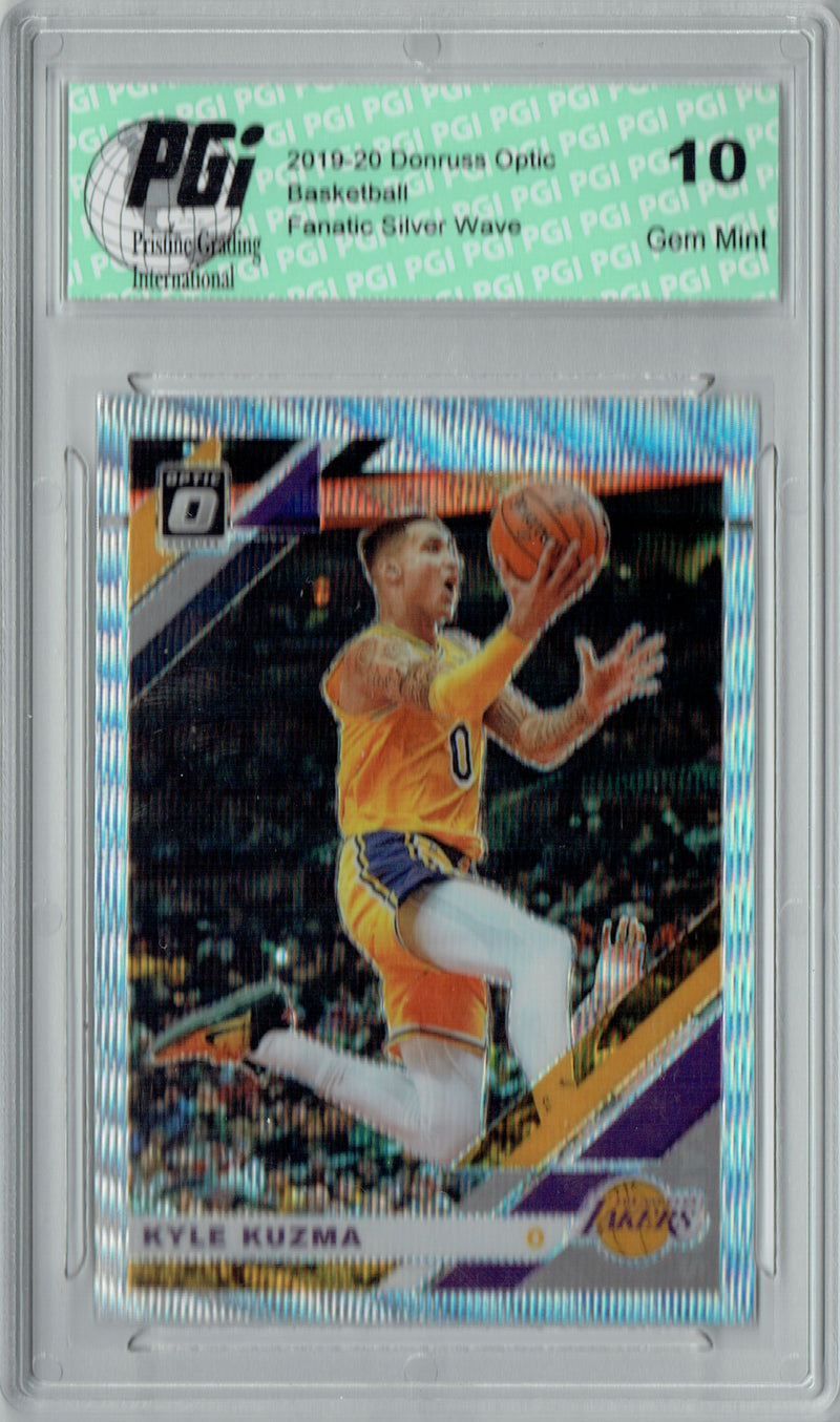 Kyle Kuzma 2019 Optic #80 Fanatics Rare Silver Wave SP Card PGI 10
