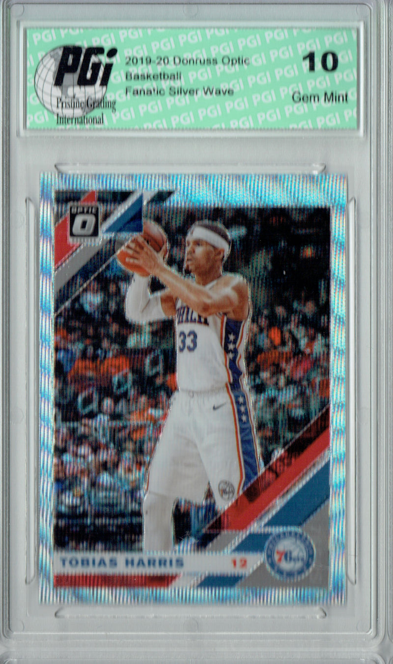 Tobias Harris 2019 Optic #75 Fanatics Rare Silver Wave SP Card PGI 10