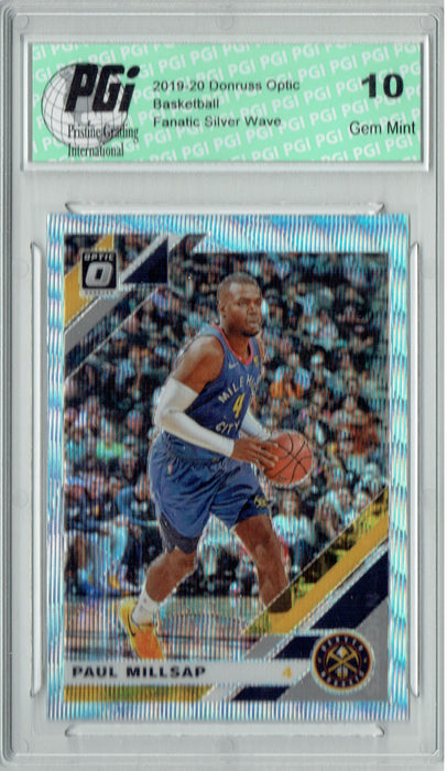 Paul Millsap 2019 Optic #86 Fanatics Rare Silver Wave SP Card PGI 10