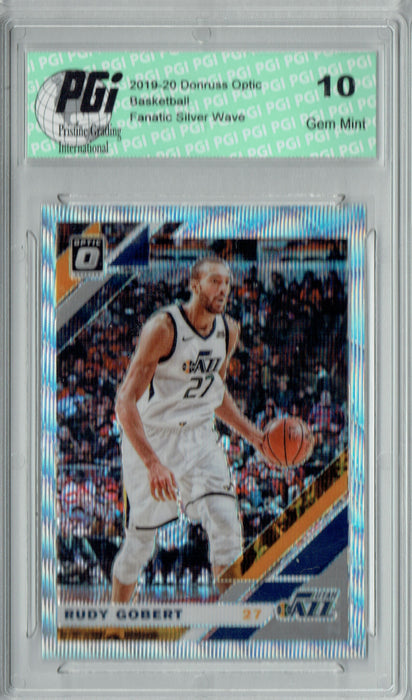 Rudy Gobert 2019 Optic #89 Fanatics Rare Silver Wave SP Card PGI 10