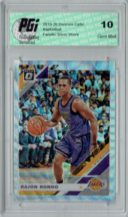 Rajon Rondo 2019 Optic #100 Fanatics Rare Silver Wave SP Card PGI 10