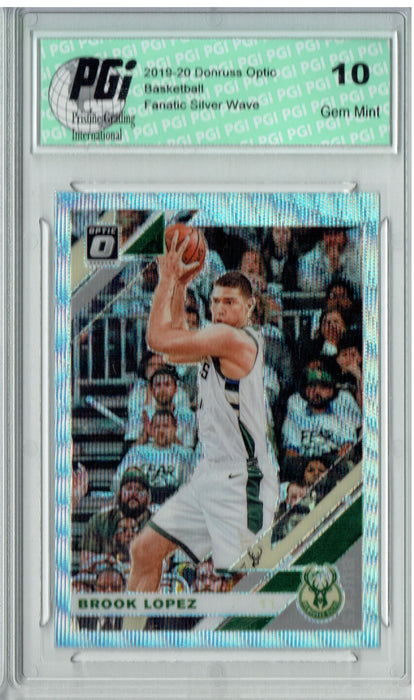 Brook Lopez 2019 Optic #91 Fanatics Rare Silver Wave SP Card PGI 10