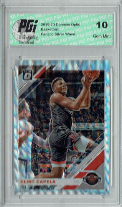 Clint Capela 2019 Optic #98 Fanatics Rare Silver Wave SP Card PGI 10