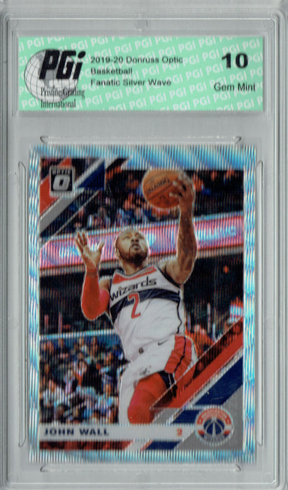 John Wall 2019 Optic #99 Fanatics Rare Silver Wave SP Card PGI 10