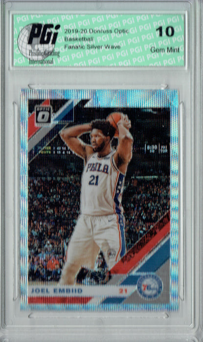 Joel Embiid 2019 Optic #95 Fanatics Rare Silver Wave SP Card PGI 10