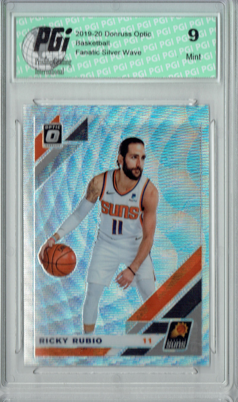 Ricky Rubio 2019 Optic #105 Fanatics Silver Wave SP Card PGI 9