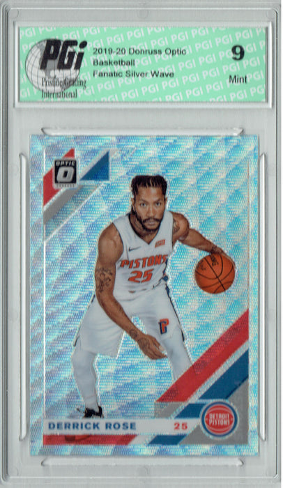 Derrick Rose 2019 Optic #116 Fanatics Silver Wave SP Card PGI 9