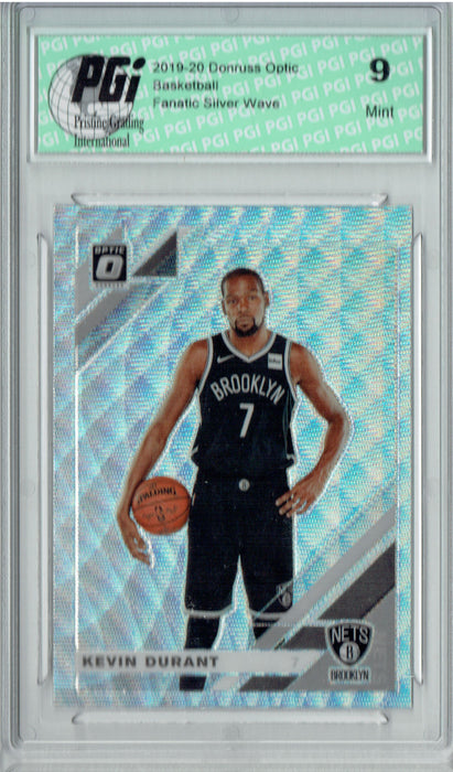 Kevin Durant 2019 Optic #112 Fanatics Silver Wave SP Card PGI 9