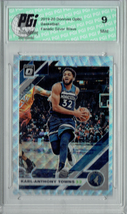 Karl-Anthony Towns 2019 Optic #131 Fanatics Silver Wave SP Card PGI 9