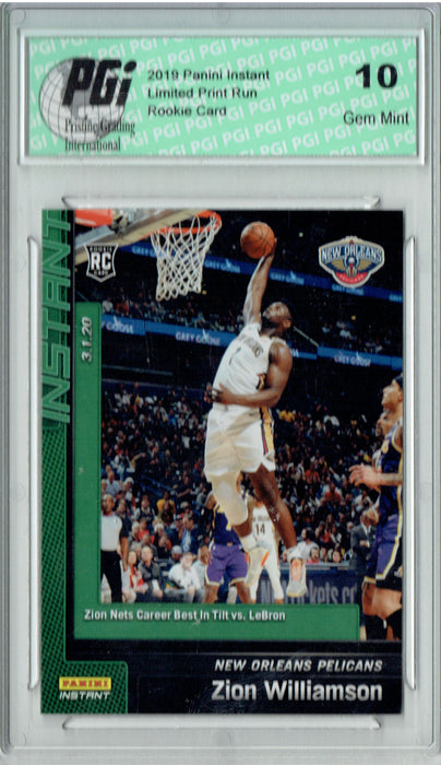 Zion Williamson 2019 Panini Instant #107 Green SSP - 10 Made Rookie Card PGI 10