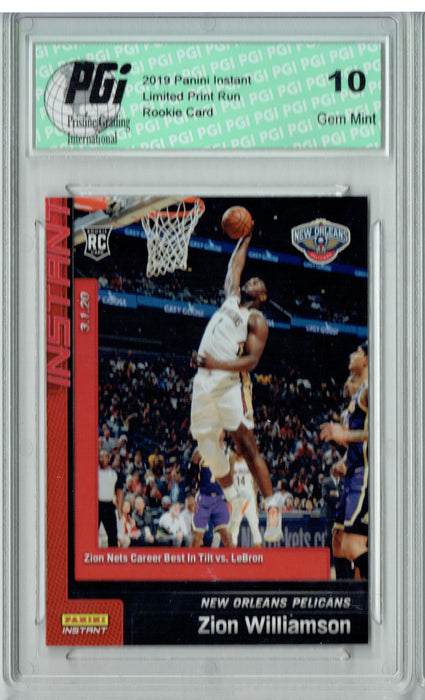 Zion Williamson 2019 Panini Instant #107 vs Lebron 1/946 Made Rookie Card PGI 10