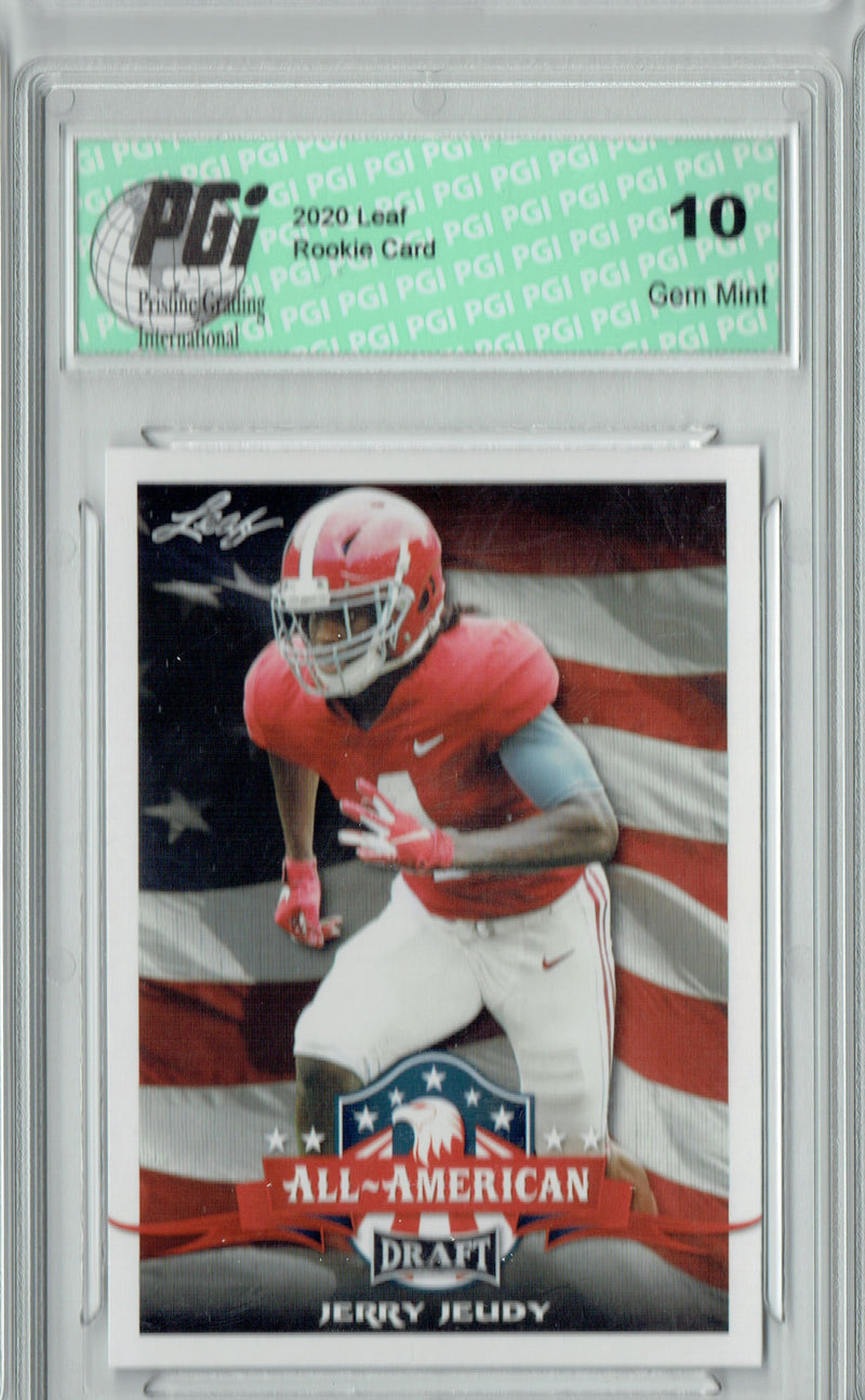 Jerry Jeudy Rookie Card Denver PGI 10 Gem Mint Football Trading Card 2020 Leaf Draft Football #64 All-American