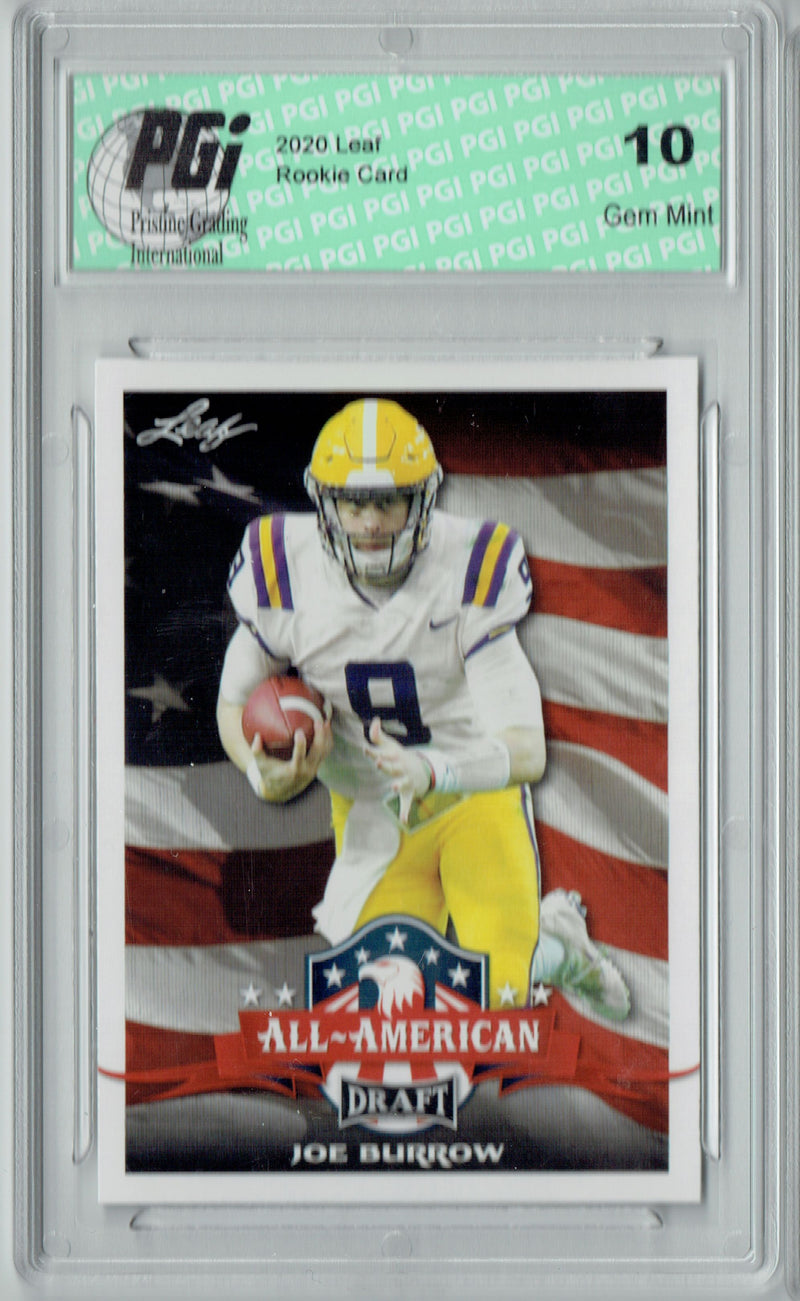 Joe Burrow Rookie Card Cincinnati PGI 10 Gem Mint Football Trading Card 2020 Leaf Draft Football #61 All-American